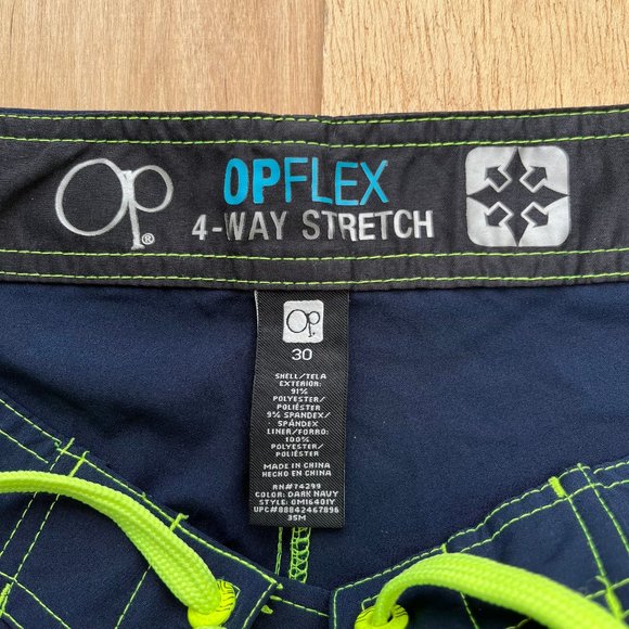 OP OPFLEX 4 WAY STRETCH Men’s Dark Navy Blue Polyester Blend Board Shorts sz 30 - Picture 6 of 8